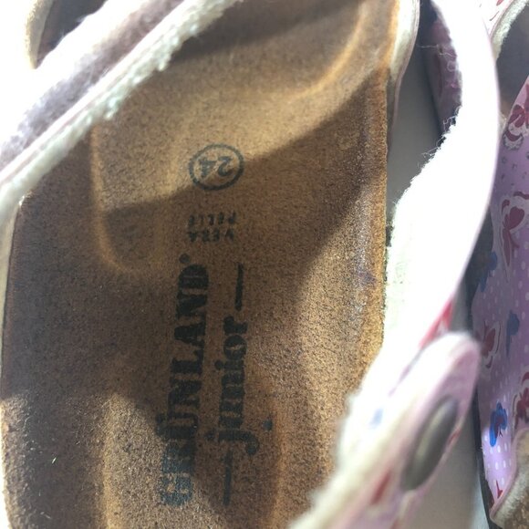 GRUNLAND JUNIOR Sandals Girls Size 7.5US/EU24 Pink Tan Butterfly Print - Picture 7 of 11